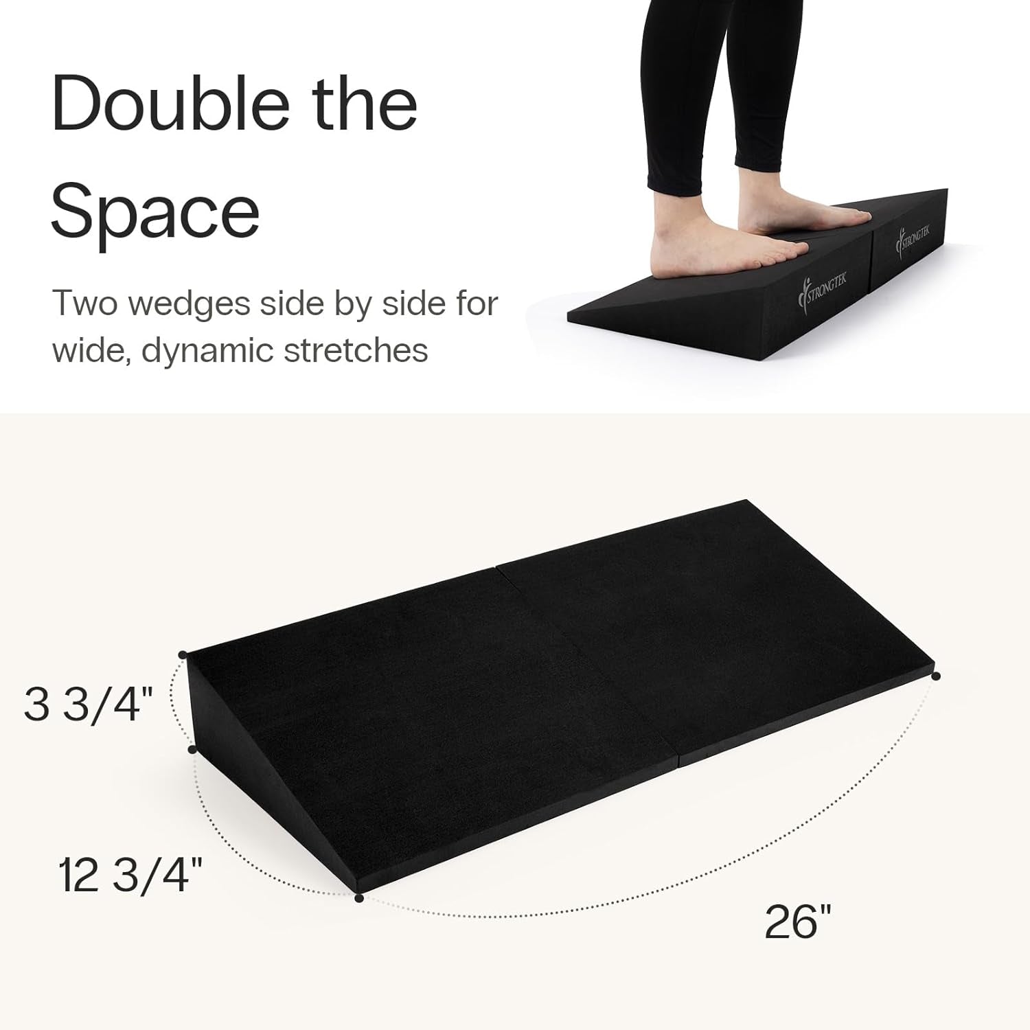 XL Foam Yoga Wedge Blocks, Set of 2, 16.5° Incline Slant Boards for Single or Dual Use, Stretching, Squats, Physical Therapy, Calf & Achilles Support, Balance & Rehab, 13" × 12.75" × 3.75"