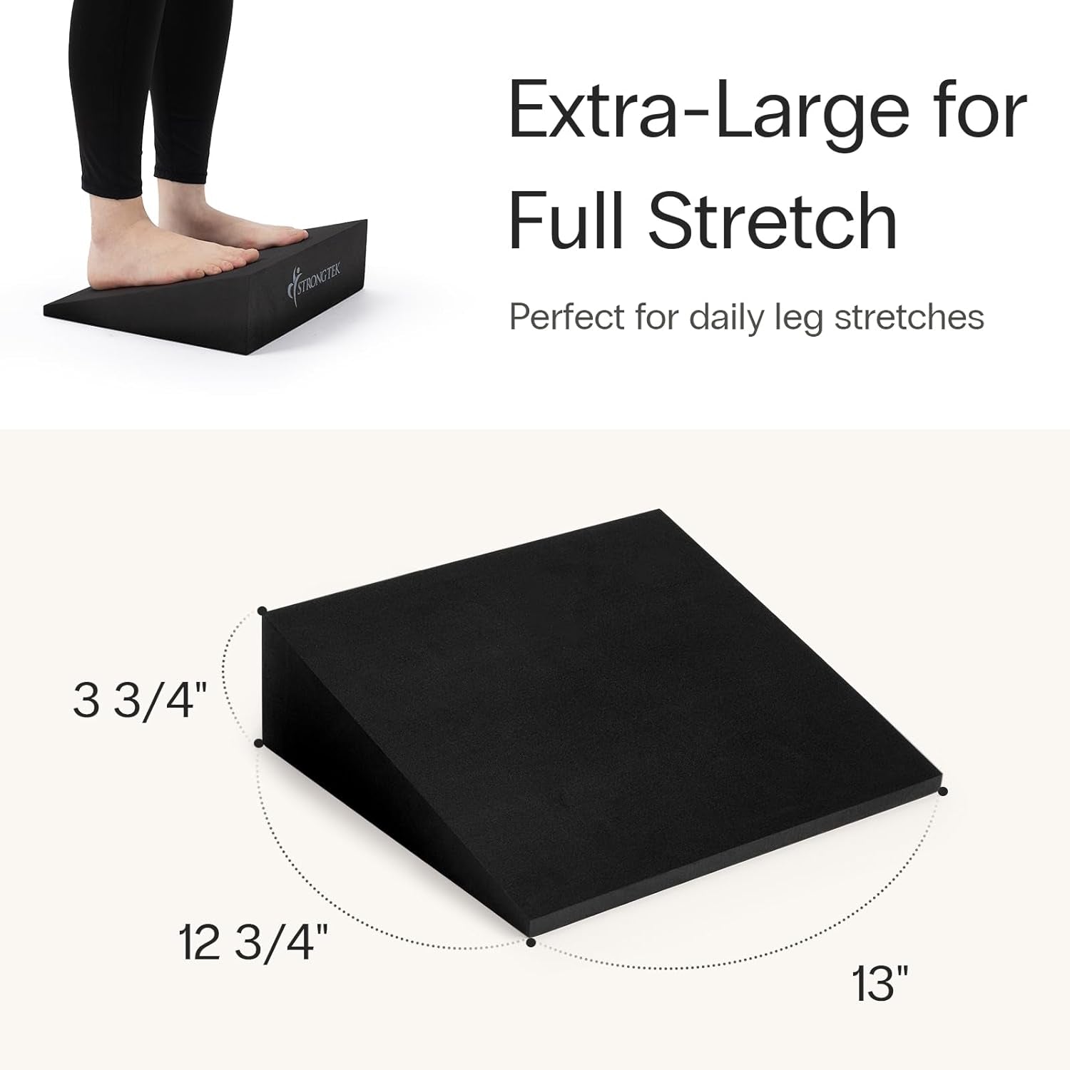 XL Foam Yoga Wedge Blocks, Set of 2, 16.5° Incline Slant Boards for Single or Dual Use, Stretching, Squats, Physical Therapy, Calf & Achilles Support, Balance & Rehab, 13" × 12.75" × 3.75"