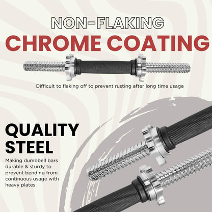 Standard Dumbbell Handles, 1 Inch Dumbbell Handles, Adjustable Dumbbells Handles 1 Inch Pair Fit Weight Plate 1 Inch - Multiple Options 14 to 24 Inch