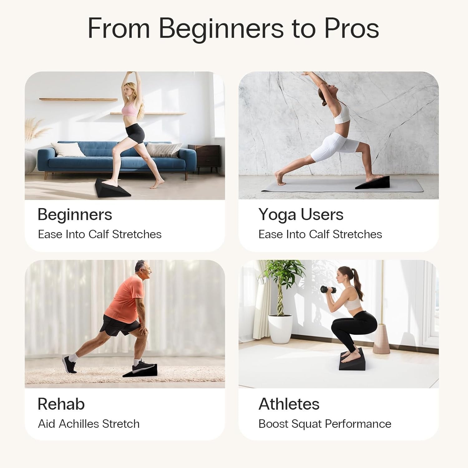 XL Foam Yoga Wedge Blocks, Set of 2, 16.5° Incline Slant Boards for Single or Dual Use, Stretching, Squats, Physical Therapy, Calf & Achilles Support, Balance & Rehab, 13" × 12.75" × 3.75"