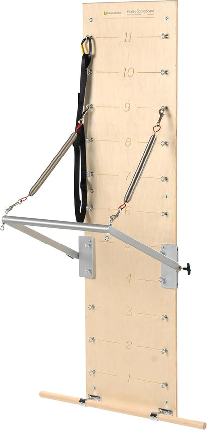 Pilates Springboard with Push-Through Bar, Wall Mounted Pilates Workout Equipment for Home Gym or Studio Use, Pilates Exercise Equipment with Resistance Springs